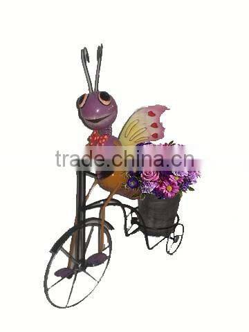 YS10400 metal butterfly garden bicycle planter made in Xiamen with size 17.5X7.5X22"