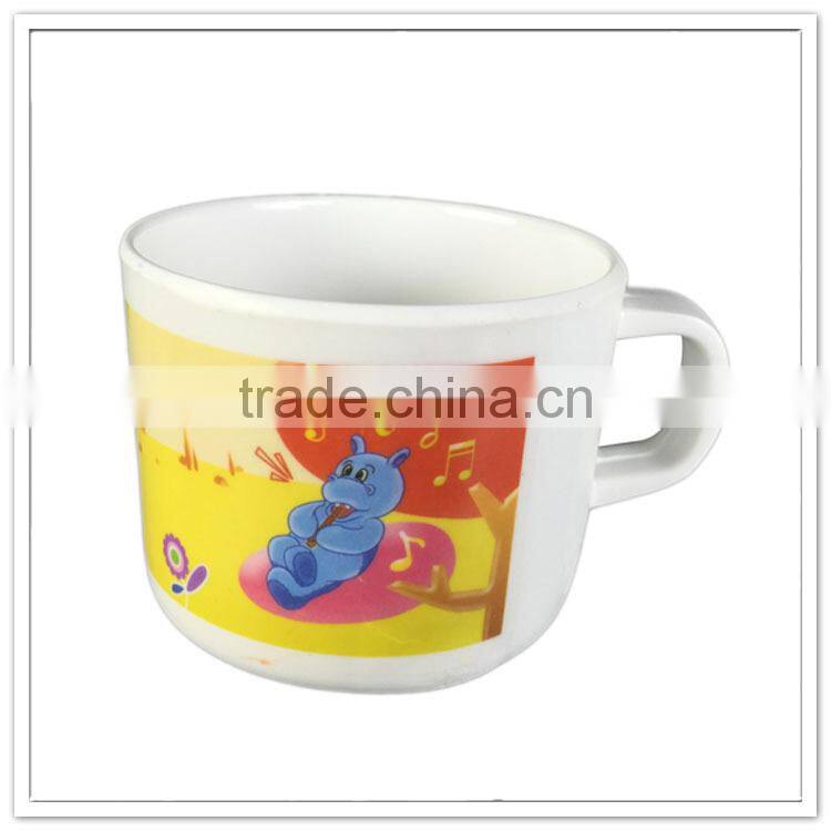 BPA free children safety plastic lion and hippo printing kids melamine mug