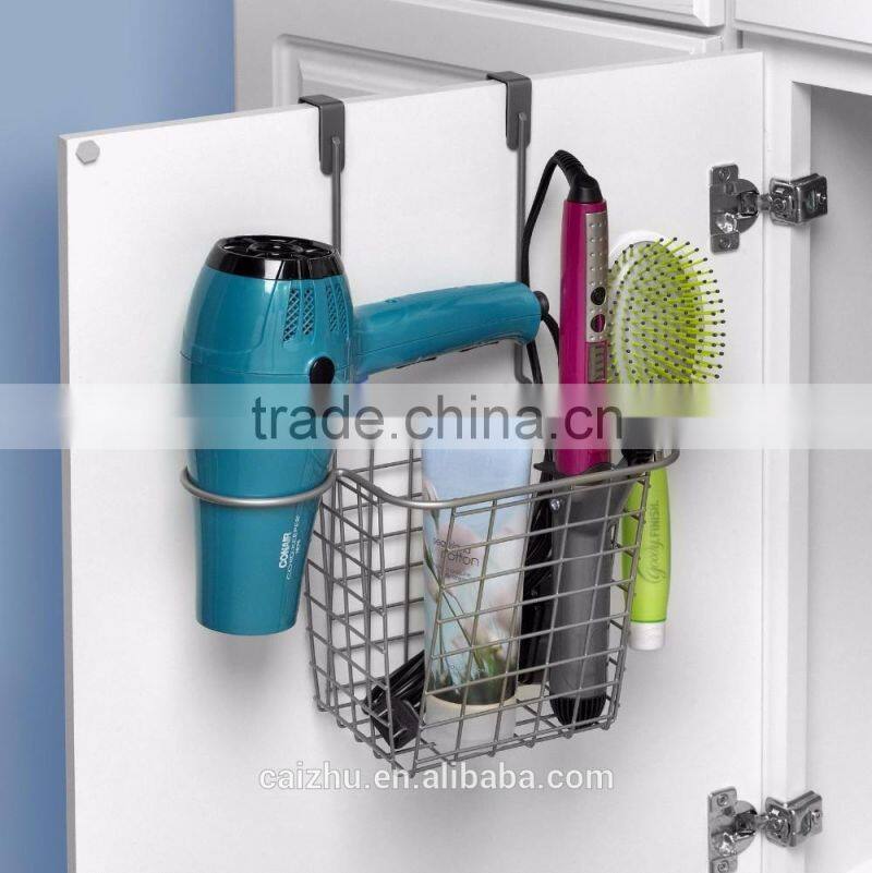 Over the Cabinet Door Wire Caddy Holder Hair Dryer Holder and Storage