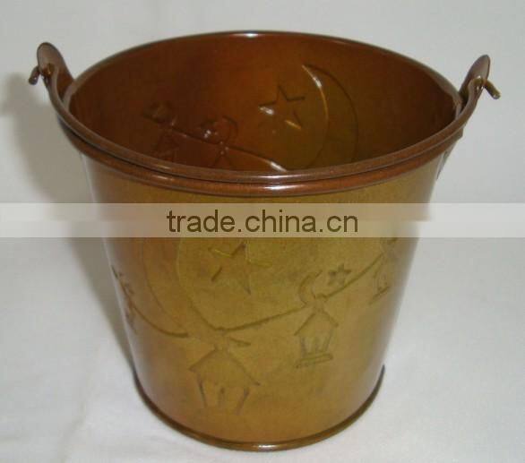 High Light Relief Round Green Flowerpot/Garden Planter