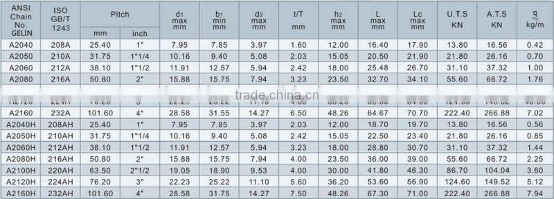 Transmission Chains big size conveyor chain with attachment double pitch roller chain(A series)