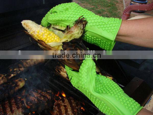 oven mitts anti-slip FDA standard silicone rubber oven mitts 100% silicone gloves
