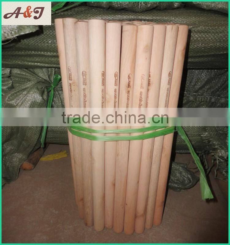 hot stamping logo natural wooden broom handle