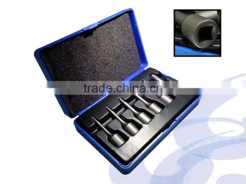 2mm to 10 mm Chrome Molybdenum 6pc Spiral Flute Design Impacts Screw Extractor Kit for Repaire Tools