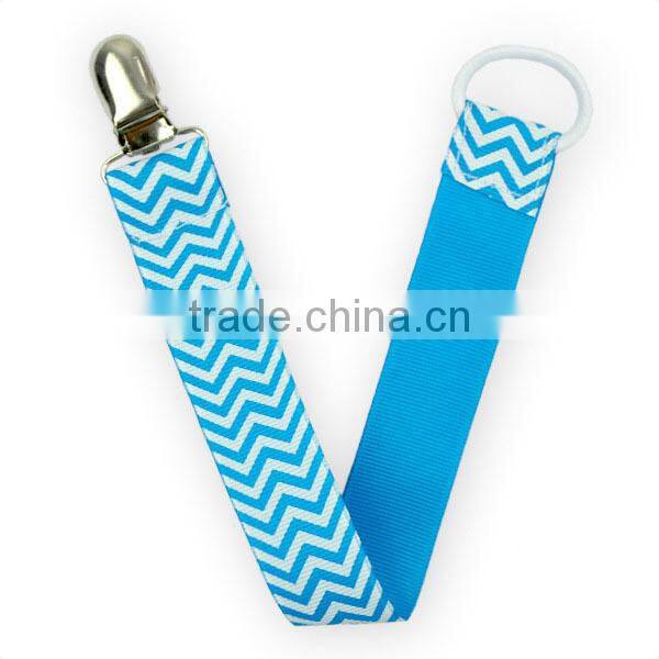 Wholesale Soother Baby Pacifier Chain Clip Ribbon Printed Pacifier Clip Baby, High Quality Pacifier Clip Holder