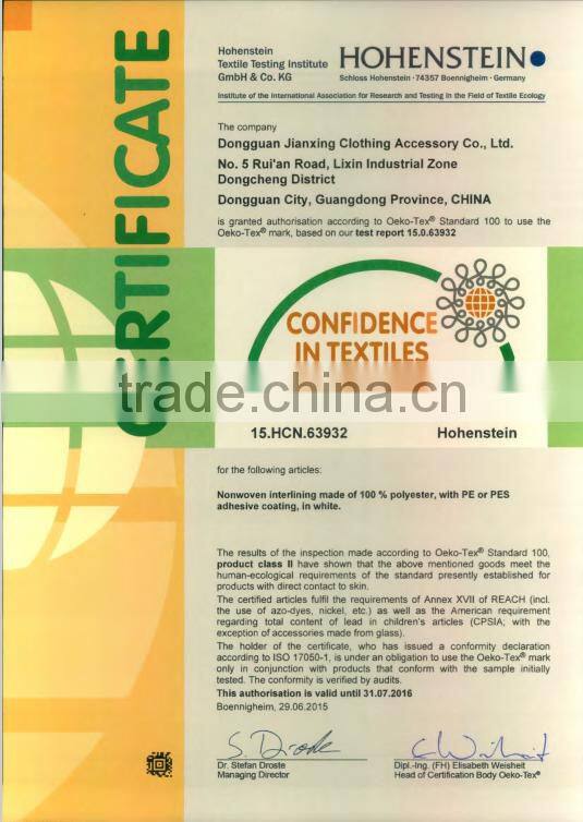 Fusible interlining 30D,50D, 75D FOR COLLAR CUFF