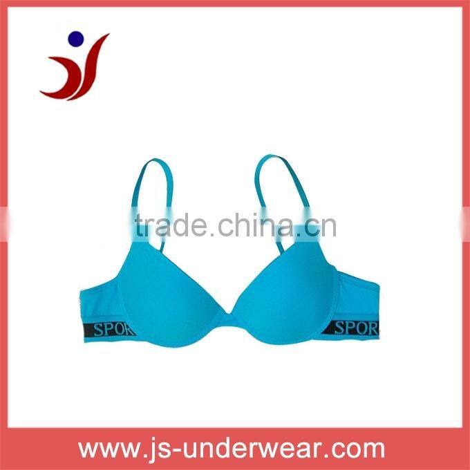 2014 js-811lfit ladies sexy blue sports bra with inside elastic from China Shantou Gurao manufactory(accept OEM)