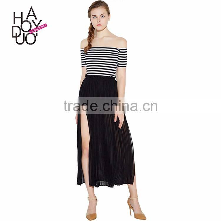 HAODUOYI Women Slit Side Chiffon Maxi Casual Skirt