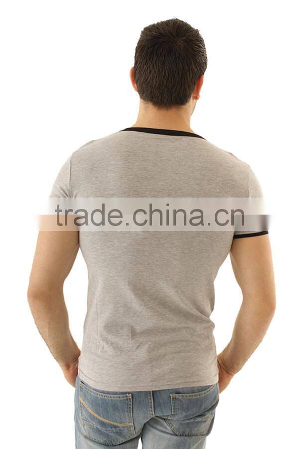 V-neck fashion t shirt with chest zip