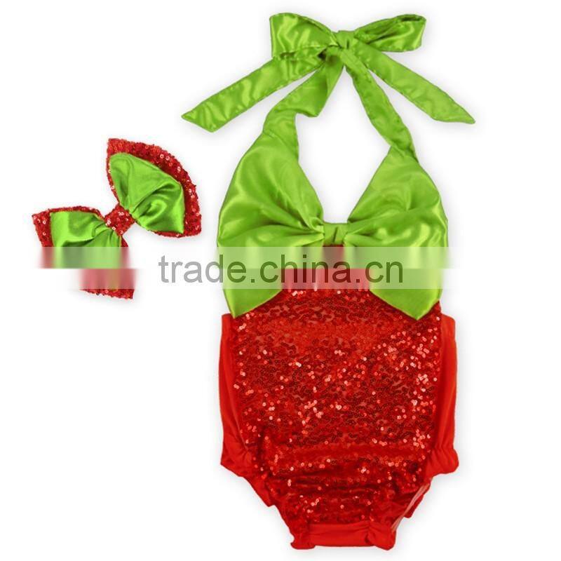 OEM Manufacturer Boutique Baby Swimwear Kids Sequins Beachwear with Headband