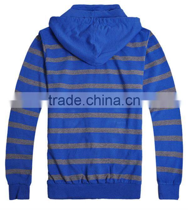 2013 customized blue and grey color striped zip up hoodies in different colors