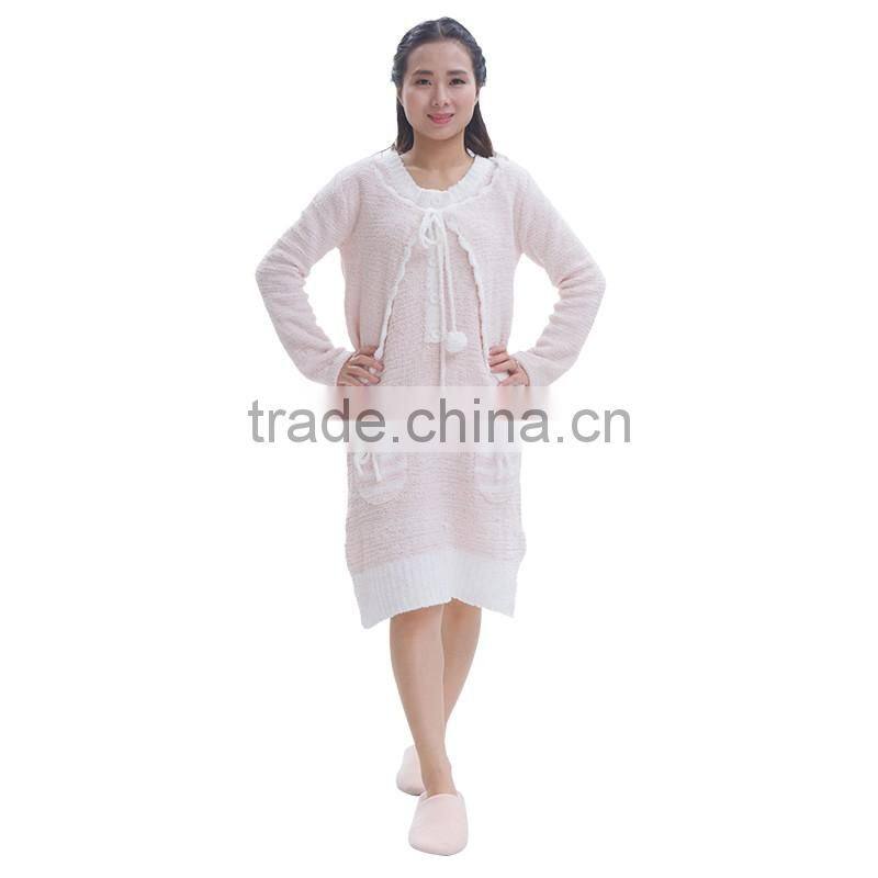 Polular chenille fabric two pieces lady dress