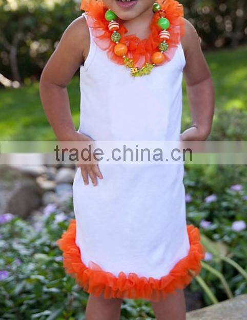 Kids Top Clothes Brands Sleeveless A-line Dress solid color European latest children dress designs red solid color girls dresses