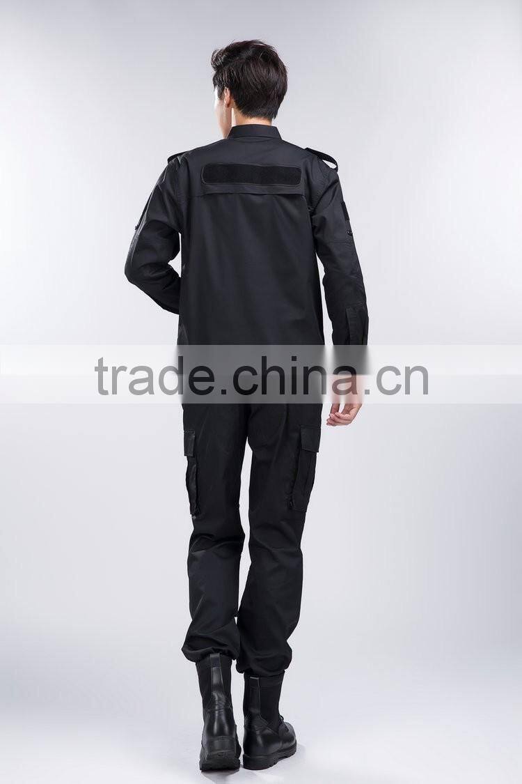 2016 Juqian custom high quality black workwear Military security guard uniform for sale