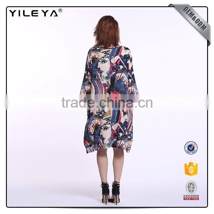 With pattern custom printed dress,woman one-piece dress,loose dress