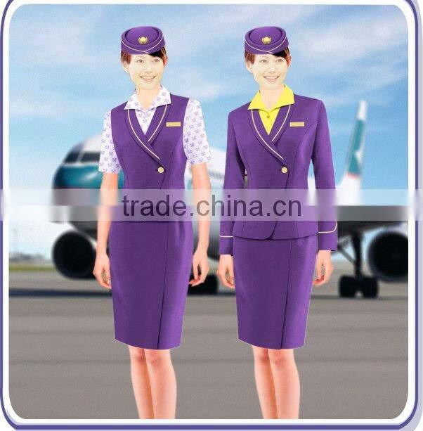 Red high quality flight attendant uniform, 2013 fashion airline stewardess uniform,hot tailored polyester Stewardess uniform