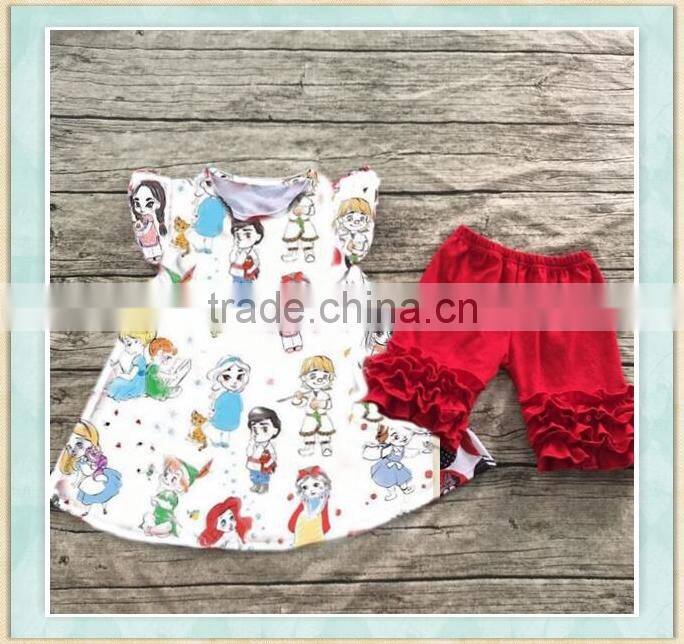 wholesale girls boutique children's summer green snowman pattern suit