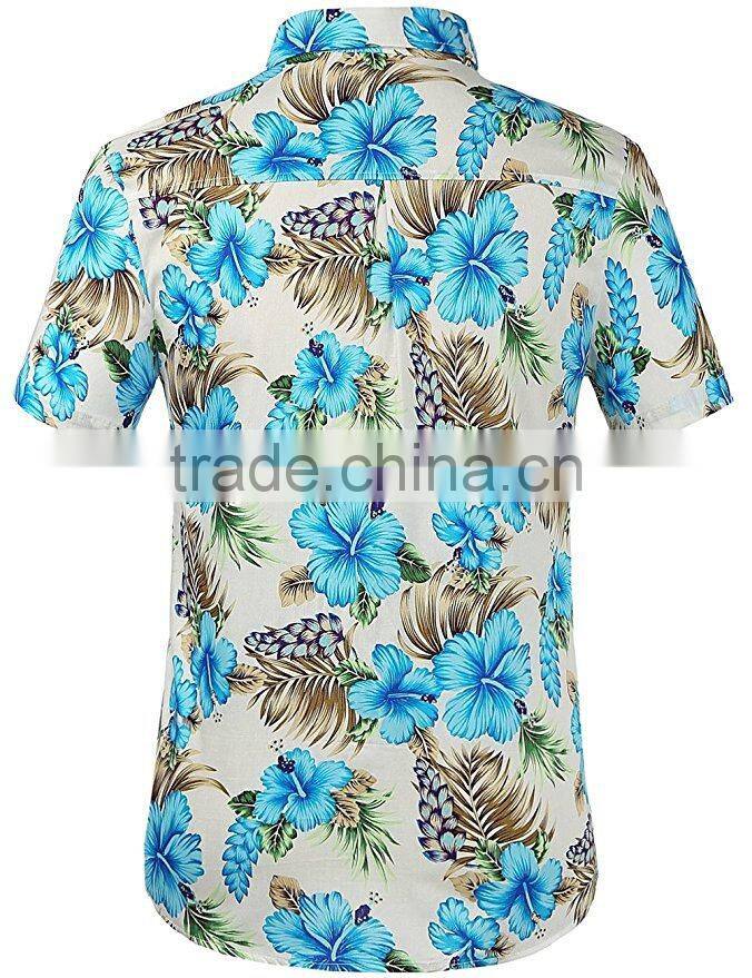 Men's Flower Casual Button Down Short Sleeve Shirt