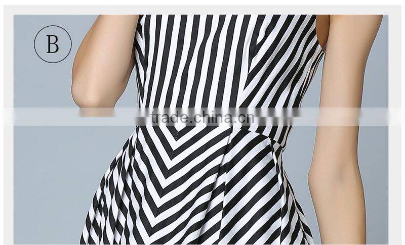 OEM fashion latest women dresses , summer casual new fashion ladies wholesale striped dress