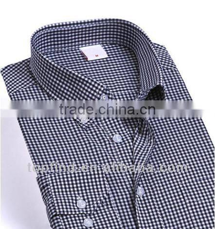 Fashionable classic long sleeve blue plaid dress shirts for man