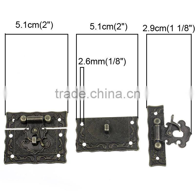 Antique Bronze Pattern Carved Jewelry Box Hasp Latch Lock Decorative Hasp