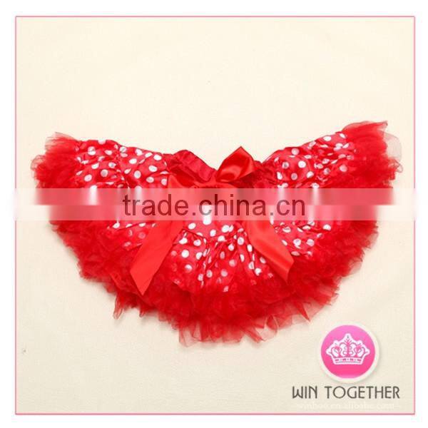 Red polka dotted tutu pettiskirt with rosettes wholesale