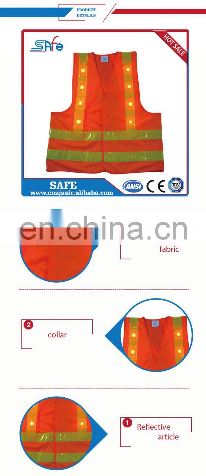 More colors safety LED reflective vest black