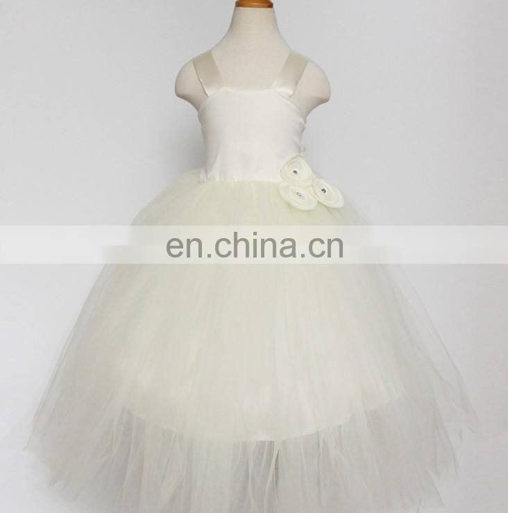 Ivory Flower Girl Tulle Dress Bridesmaid Dress Christening Gown Birthday Outfit