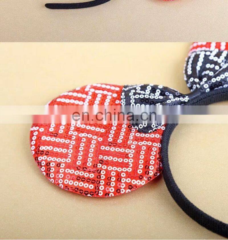 Hotest Cute sequin bow big ear with 1cm satin Headband for kids