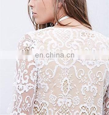 Full Lined Bell Sleeve White Lace Short Kaftan Dresses NT6724