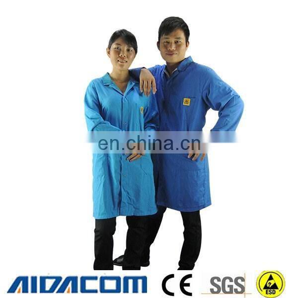 Jacket type, 5mm grid white Poly/cotton Anti-static smock