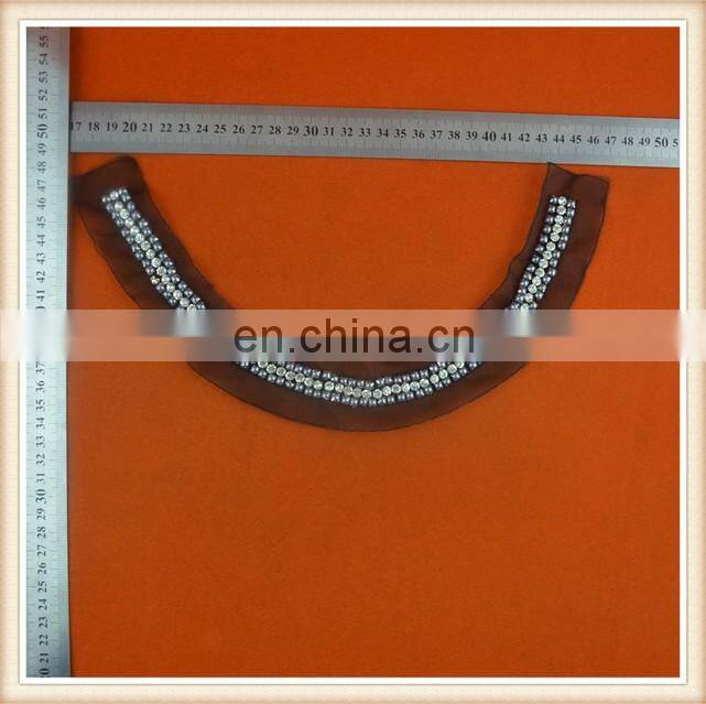 Latest custom wholesale design rhinestone beads embroidery neck trim