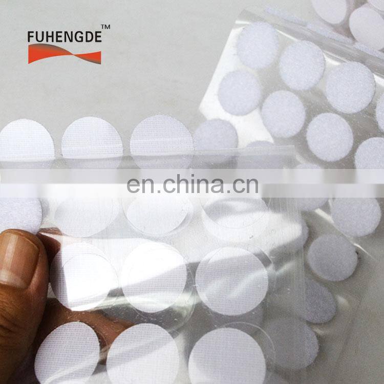 good quality 10mm 20mm 25mm diameter sticky back hook loop dots roll