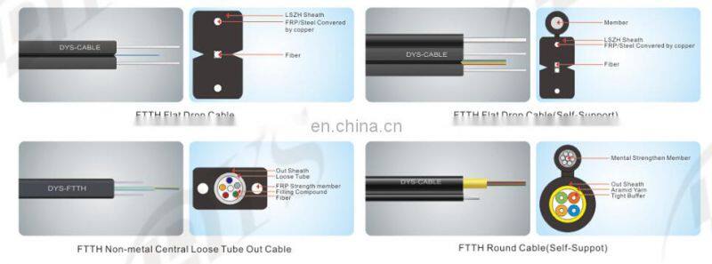 Optical fiber FTTH drop cable 1~4 core self-supporting fiber optic cable