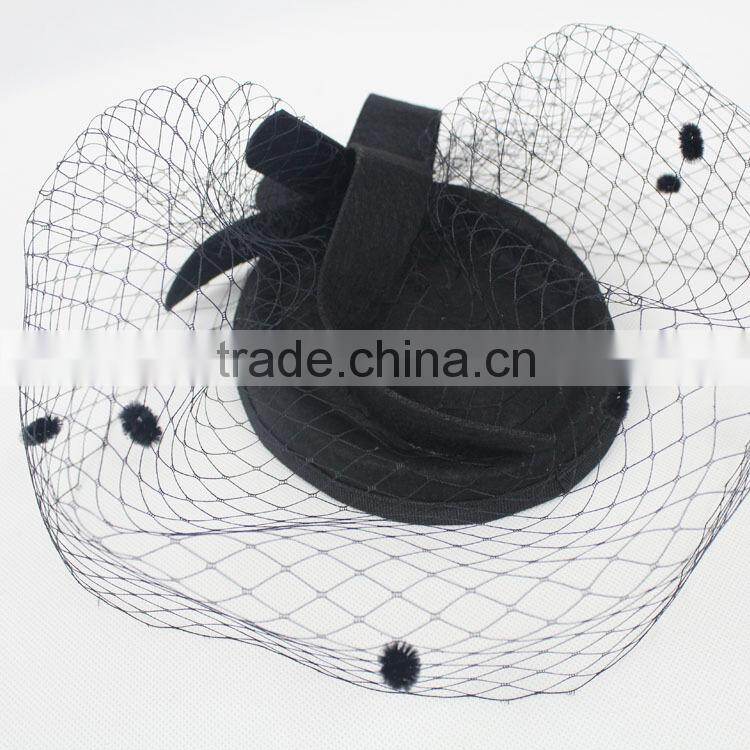 Hot Sale!!!Fashion Ladies Design Veiling And Red Wool Felt Hat