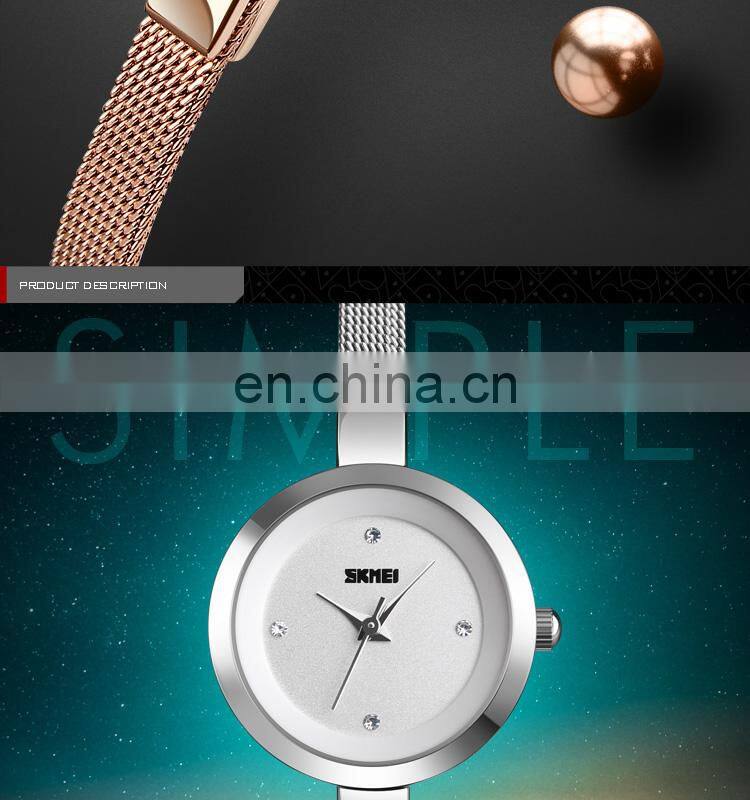 Wholesale SKMEI 1390 Rose Gold Wrist Watch Stainless Steel Band Japan Movt Quartz Women Watches