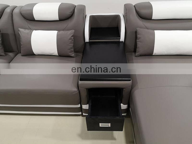 modern white leather sectional sofa set furniture coffee table tv stand sofa living room furniture with led light