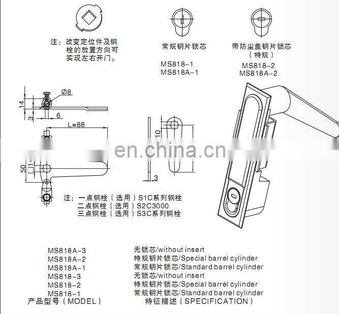 MS818 Powder Coated Zinc Alloy Cabinet Plane Lock