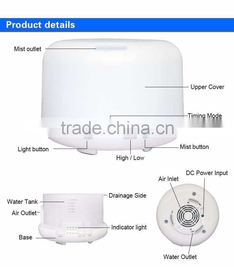 2016 Big Capacity 500ml Essential Oil Fragrance Diffuser Promotional Bladeless Fan Humidifier