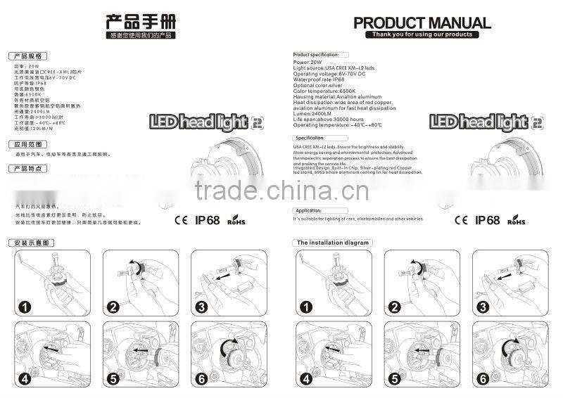 Hot !!car led headlamps auto led light ETI led headlight bulb h7