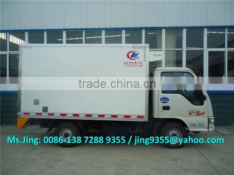 JAC 1-2 TON mini petrol freezer box truck, ice cream transportation freezer truck body for sale