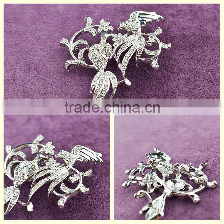 Factory cheap new 2014 beautiful silver bird animals brooches