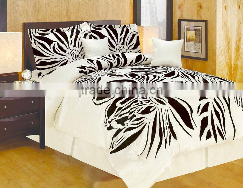 flocked polyester summer comforter set in different sizes
