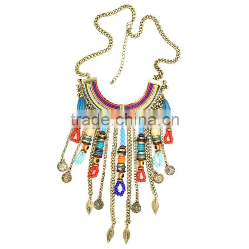 Wholesale Handmade Colorful Charm Multiple Pendant Necklace Jewellry Designs