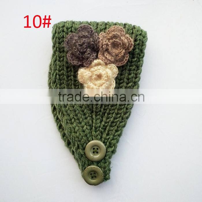 Good-looking 3 Flower Decorated Fashion Women Knitted Headband Headwear