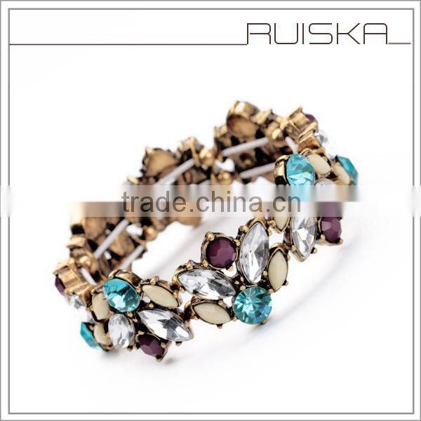Antique Gold Plating Elastic Acrylic Bracelet