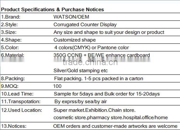 Eco-friendly Paper Corrugated Counter Display Stand For Edging