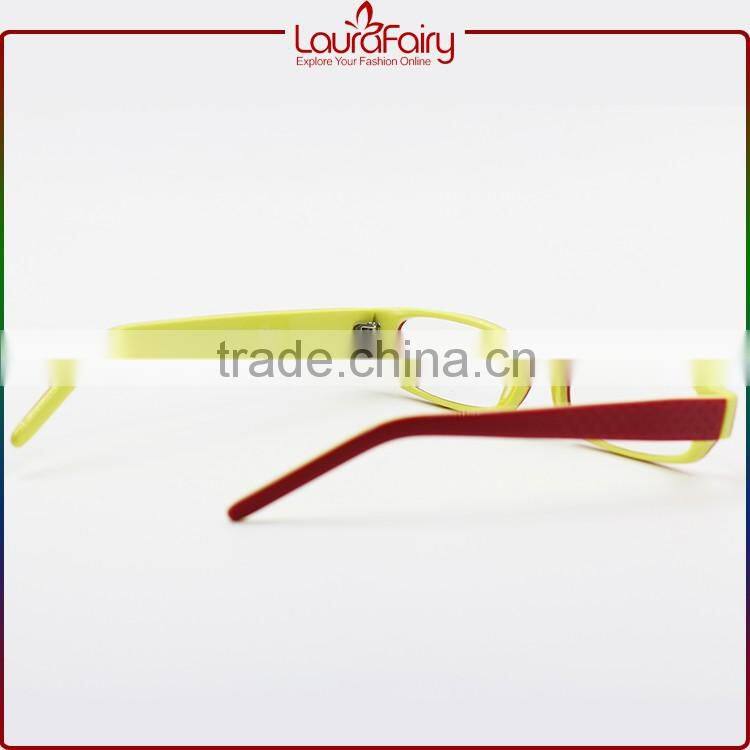 Laura Fairy Personal Red Yellow Plastic Acetate Japanese Optics Reading Glasses 2.0