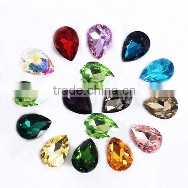 Wire Red Excellent Quality Wholesales Point Back Loose Shapes Teardrop Crystal Glass Beads for Jewelry Decorating Cheap