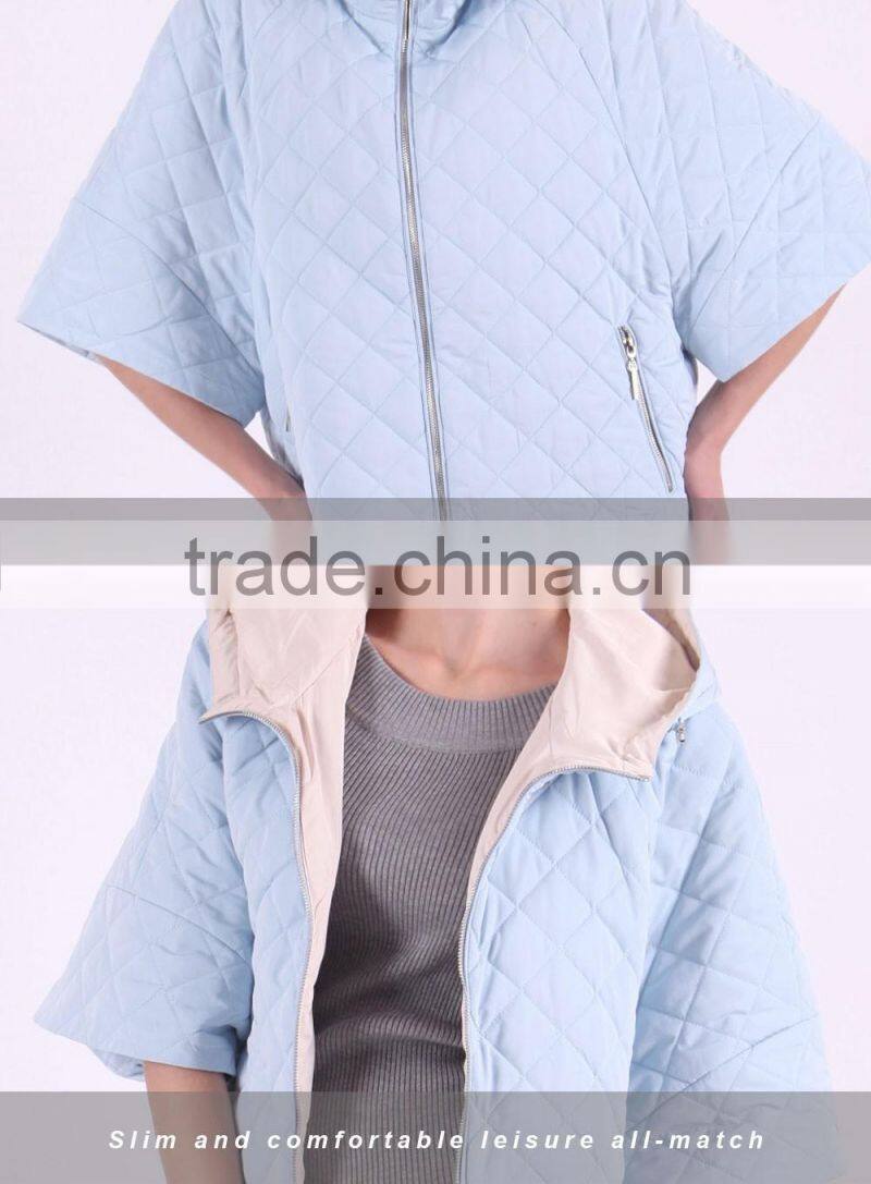 New Product 2016 Factory Price Polyester Cotton Fabric Spring Short Bat Coat Women With Hat
